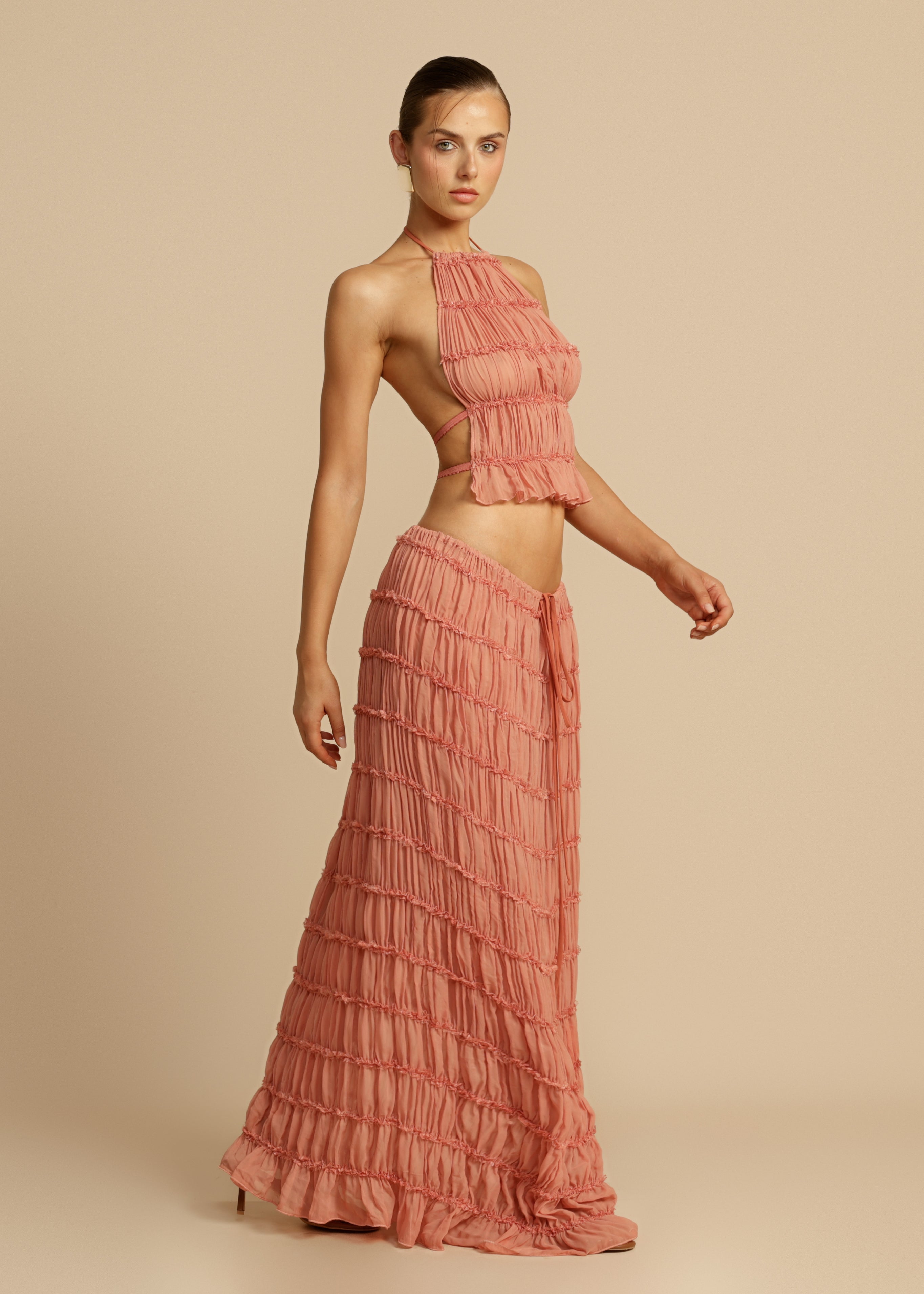 Juliette | Halter Peach Set