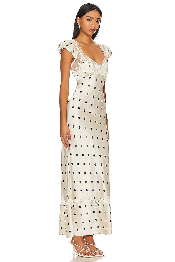 Leah | Butterfly Satin Midi Dress