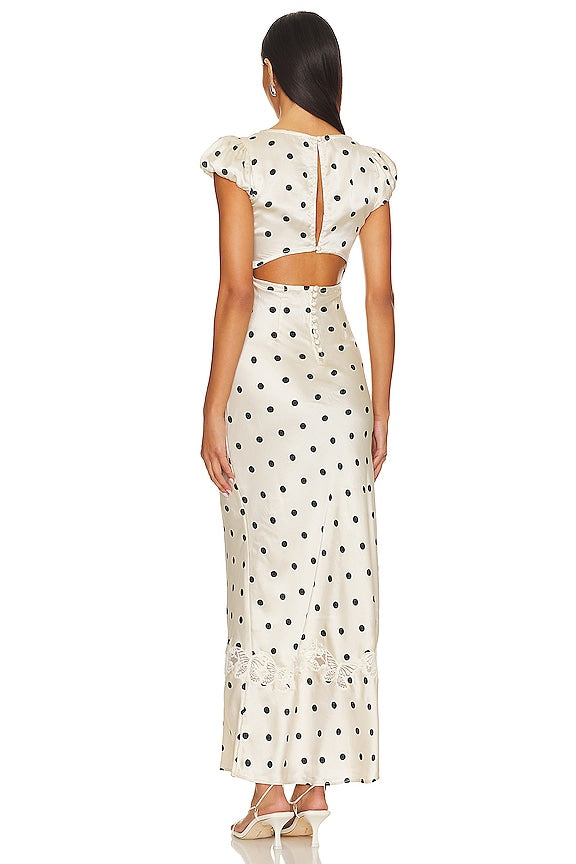 Leah | Butterfly Satin Midi Dress