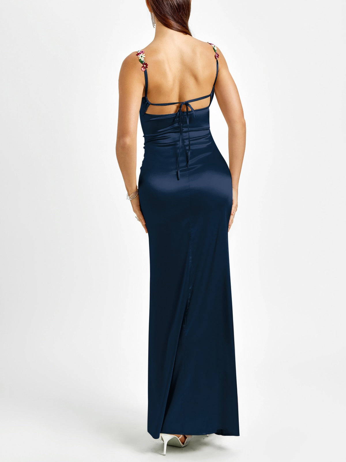 Annemarie Floral Trim Satin Maxi Dress