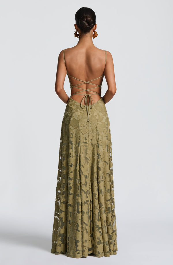 Freya | Elegant Lace-Up Maxi Dress