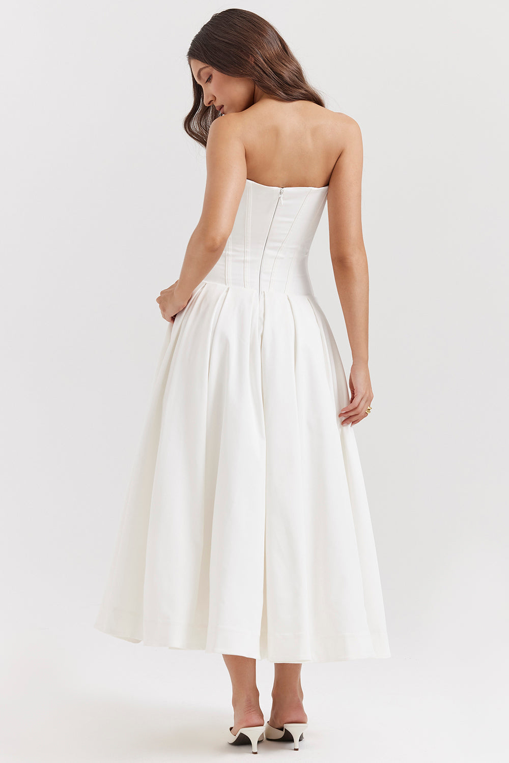 Lina Strapless Midi Dress ā Sweetheart Neckline