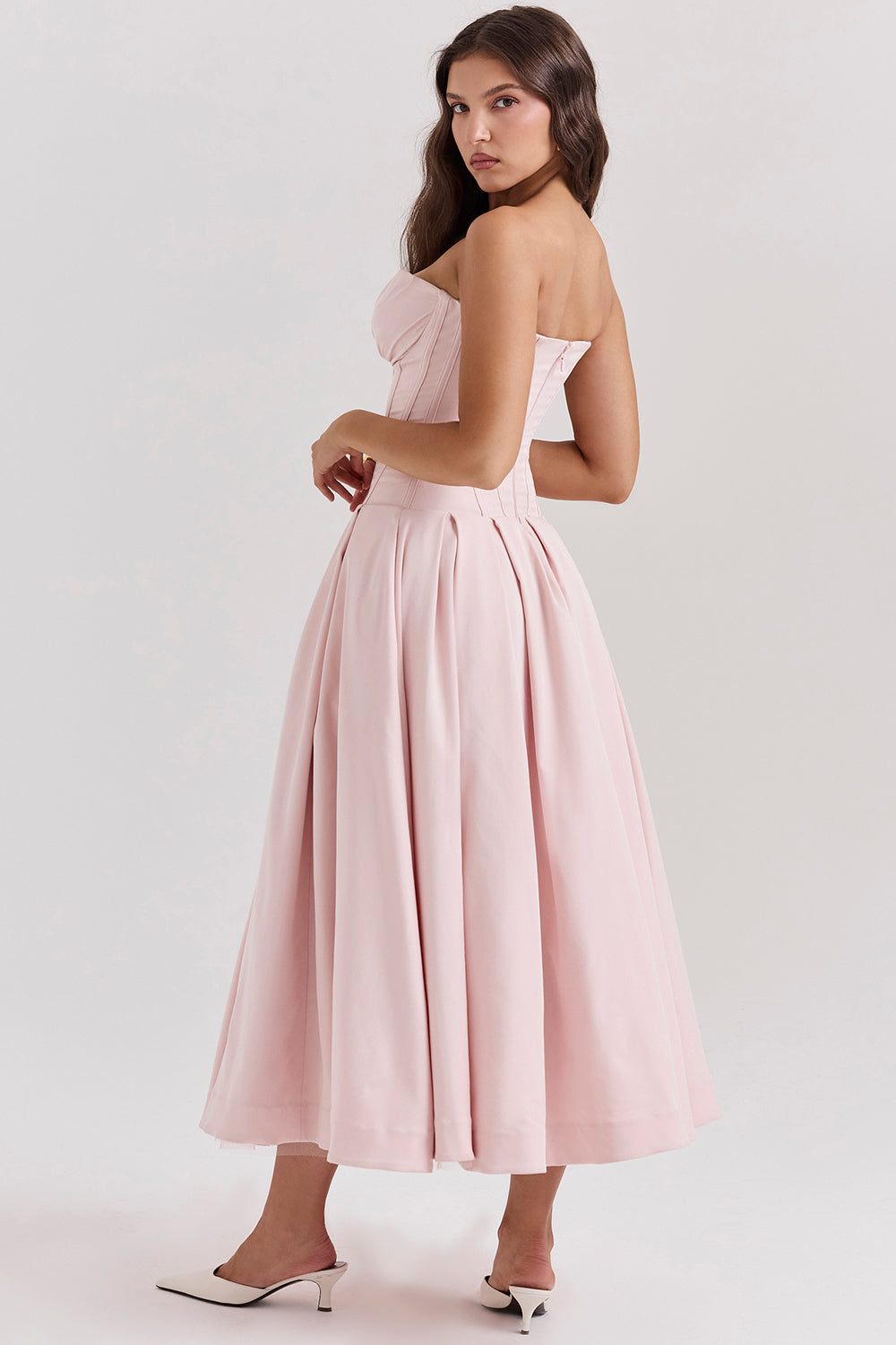 Lina Strapless Midi Dress ā Sweetheart Neckline