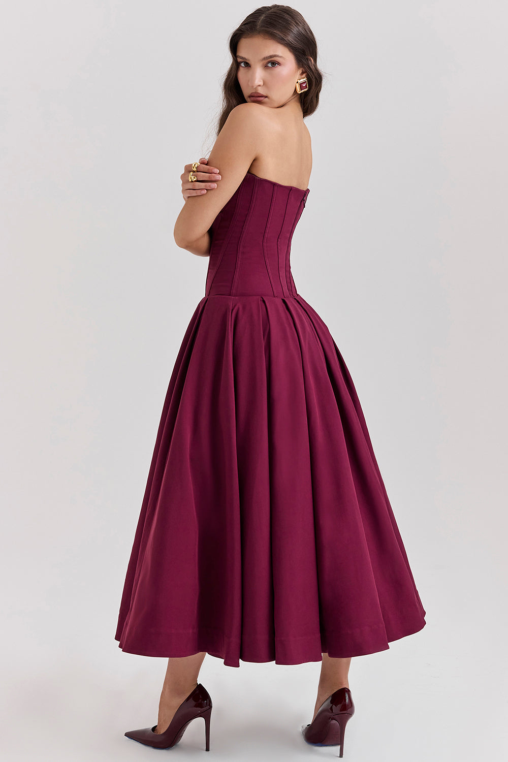 Lina Strapless Midi Dress ā Sweetheart Neckline