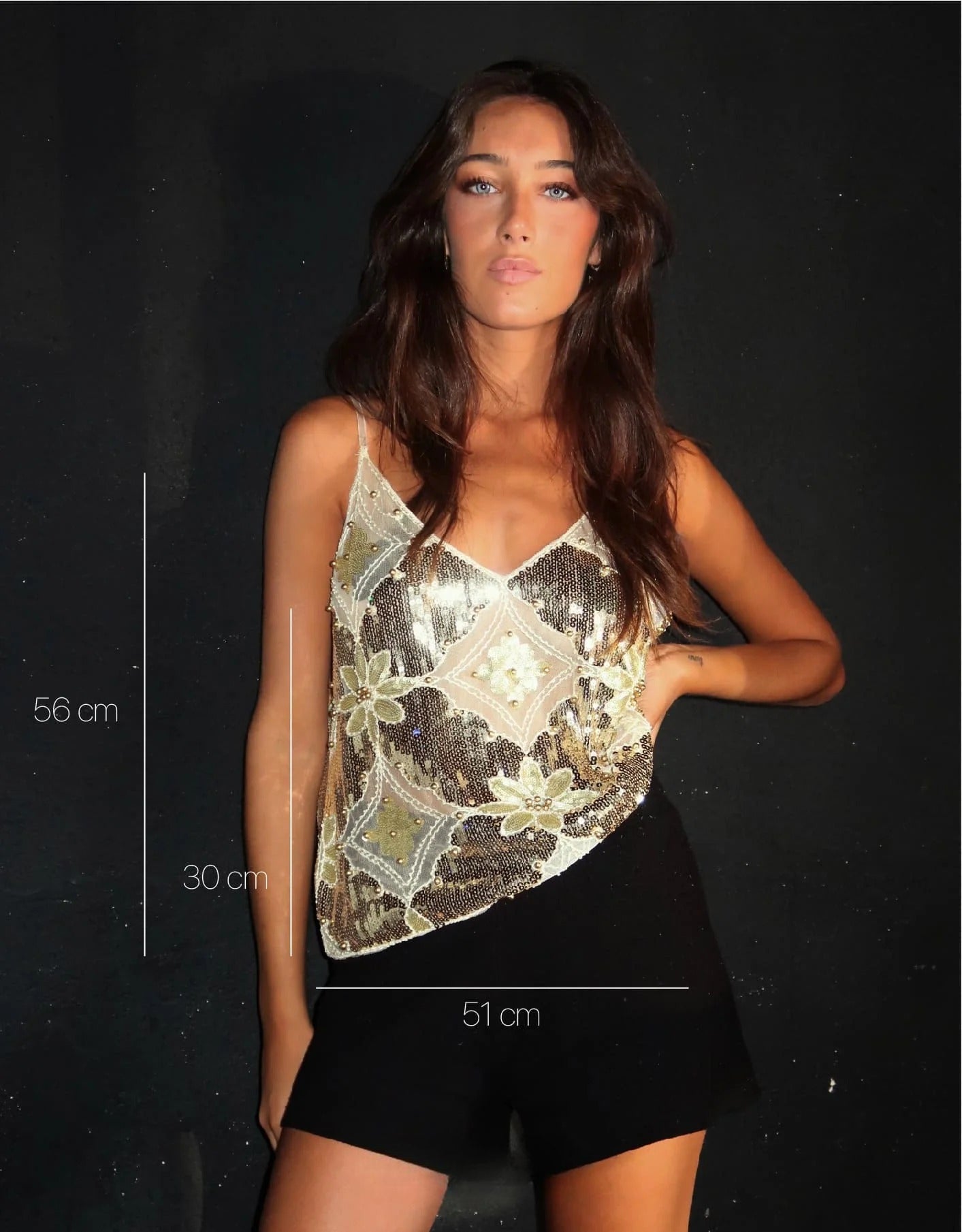 Venecia Embellished Top - Gold
