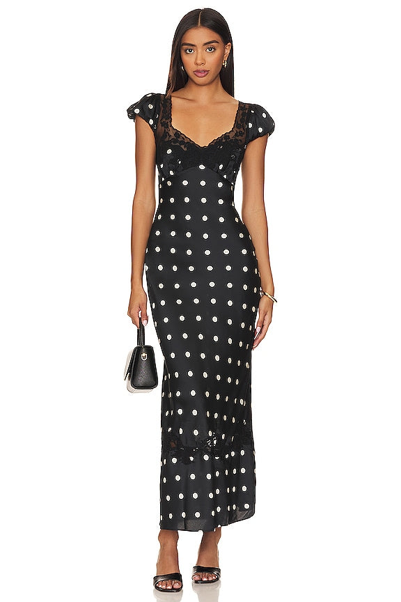 Leah | Butterfly Satin Midi Dress