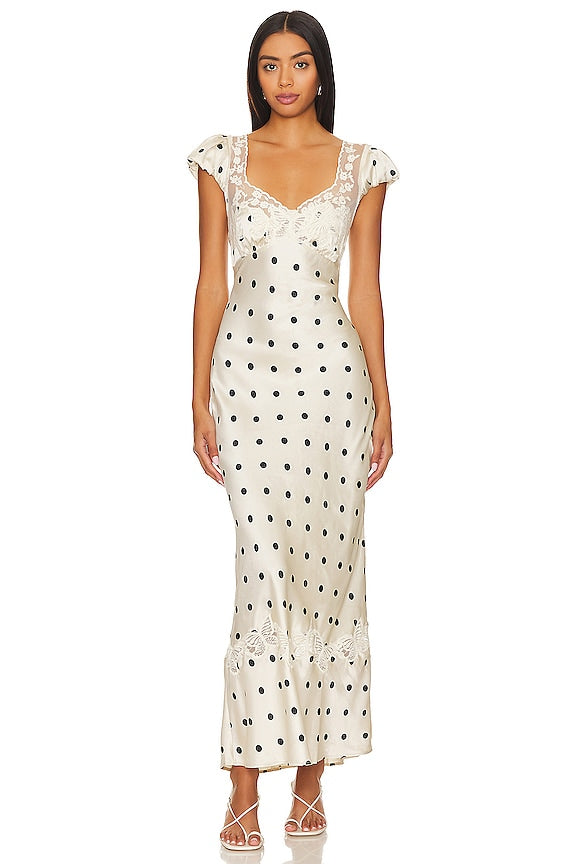 Leah | Butterfly Satin Midi Dress