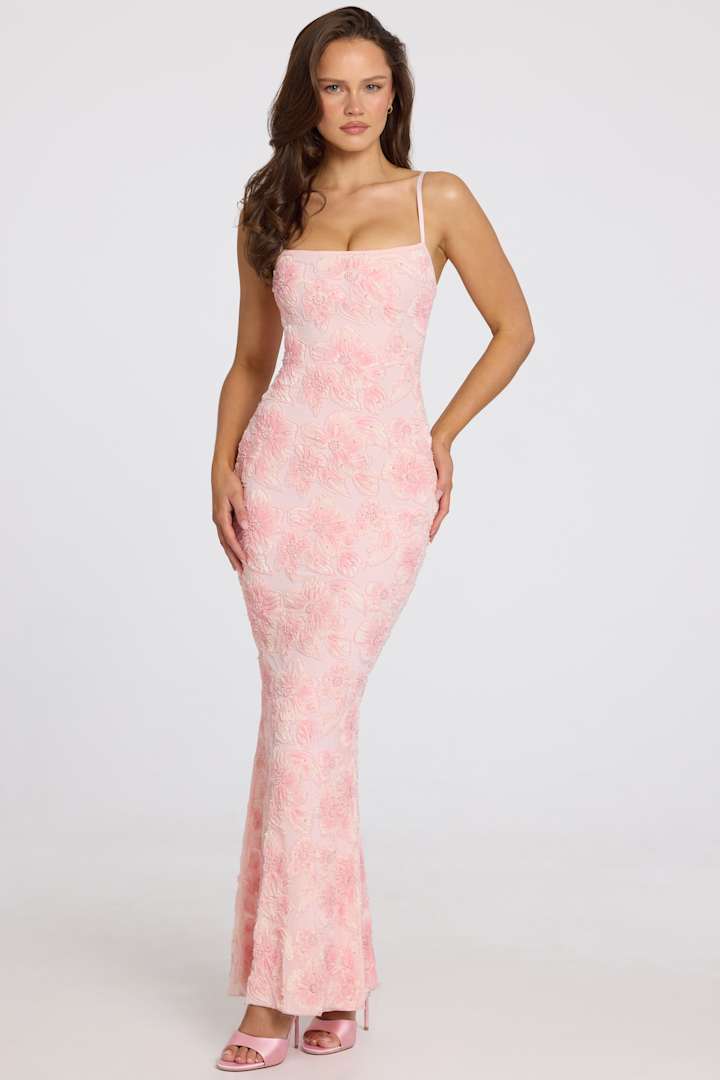 Sarah | Floral Applique Evening Dress